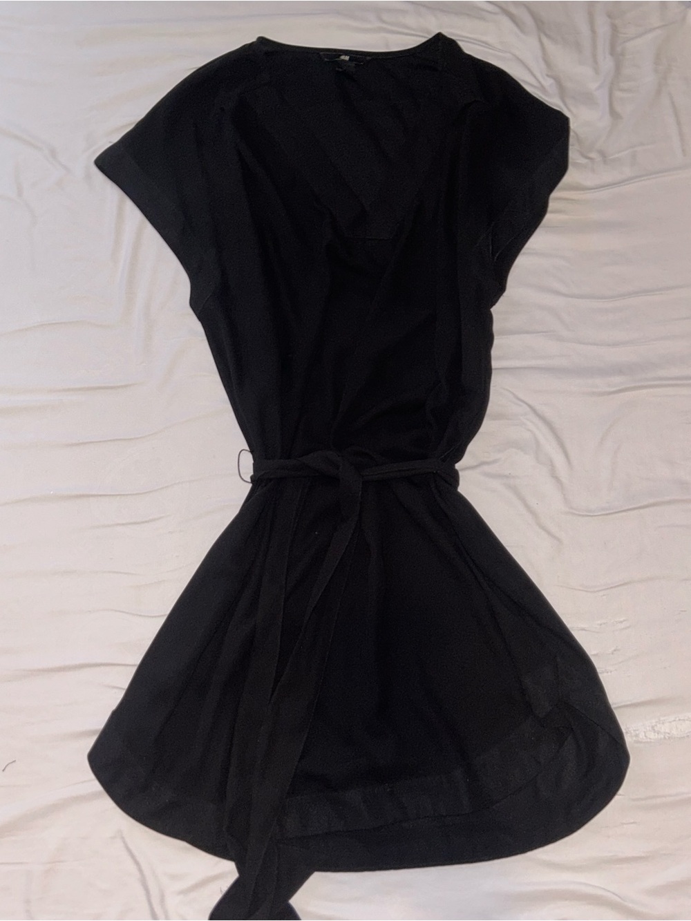 V neck tunic dress tie waist
